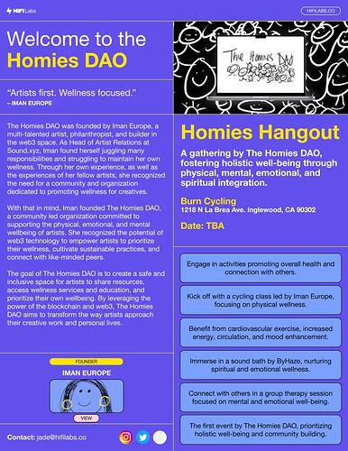 The Homies Event OneSheet